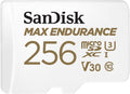 SANDISK 256GB MAX Endurance microSDXC Card with Adapter for Home Security Cameras and Dash cams - C10, U3, V30, 4K UHD, Micro SD Card - SDSQQVR-256G-GN6IA
