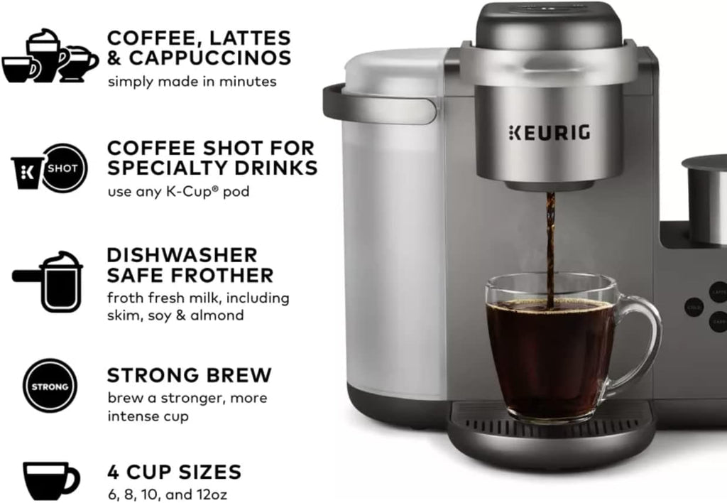 Keurig K-Cafe C Single Serve K-Cup Pod Coffee, Latte and Cappuccino Maker, Nickel