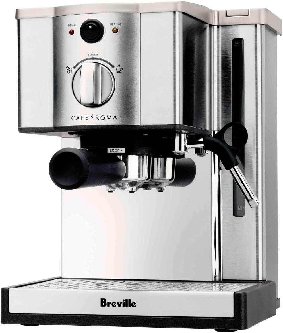 Breville ESP8XL Cafe Roma Stainless Espresso Maker, 9x9x12, Silver