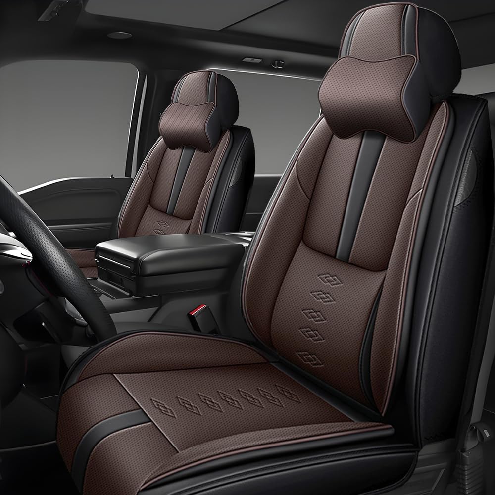 Front Seat Covers for Honda CR-V 2007-2025 2026,Leather Car Seat Covers,Soft Interior Accessories Seat Cushion Cover,Waterproof Automobile Seat Protectors for CR-V(Black Coffee,Deluxe)