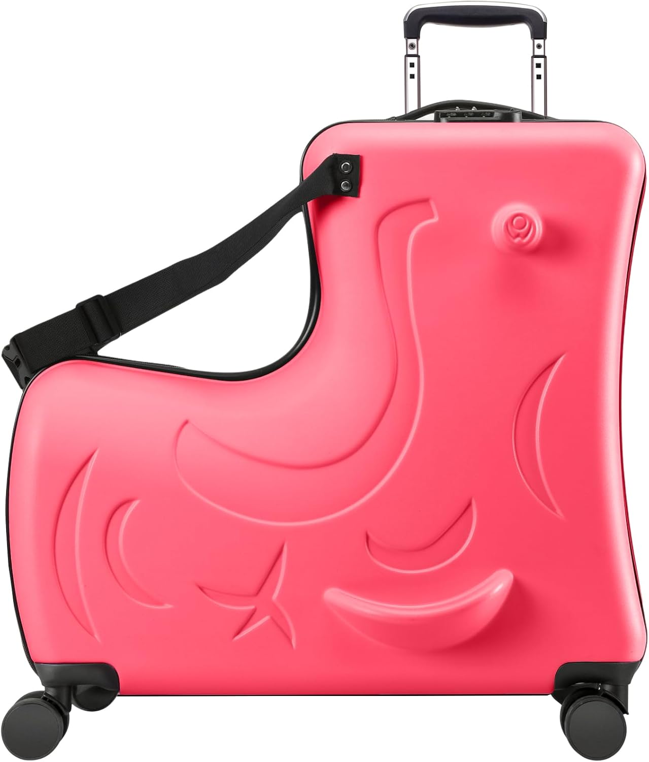 Toddler Luggage Ride On Suitcase for Kids with 4 Spinner wheels, Hardside Travel Luggage for Boys and Girls Ages 2-12 (Fuchsia Red, 20 inch ride on luggage)