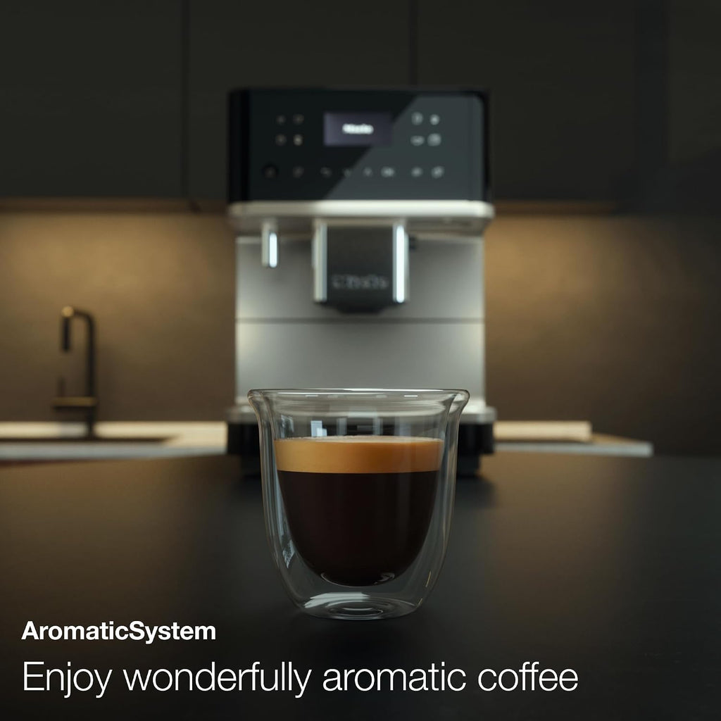 Miele CM 6360 MilkPerfection Automatic Coffee Machine - OneTouch for Two, AromaticSystem, 8 individual profiles, DoubleShot, WiFi-compatible, LED lighting, in Obsidian Black BronzePearl Finish
