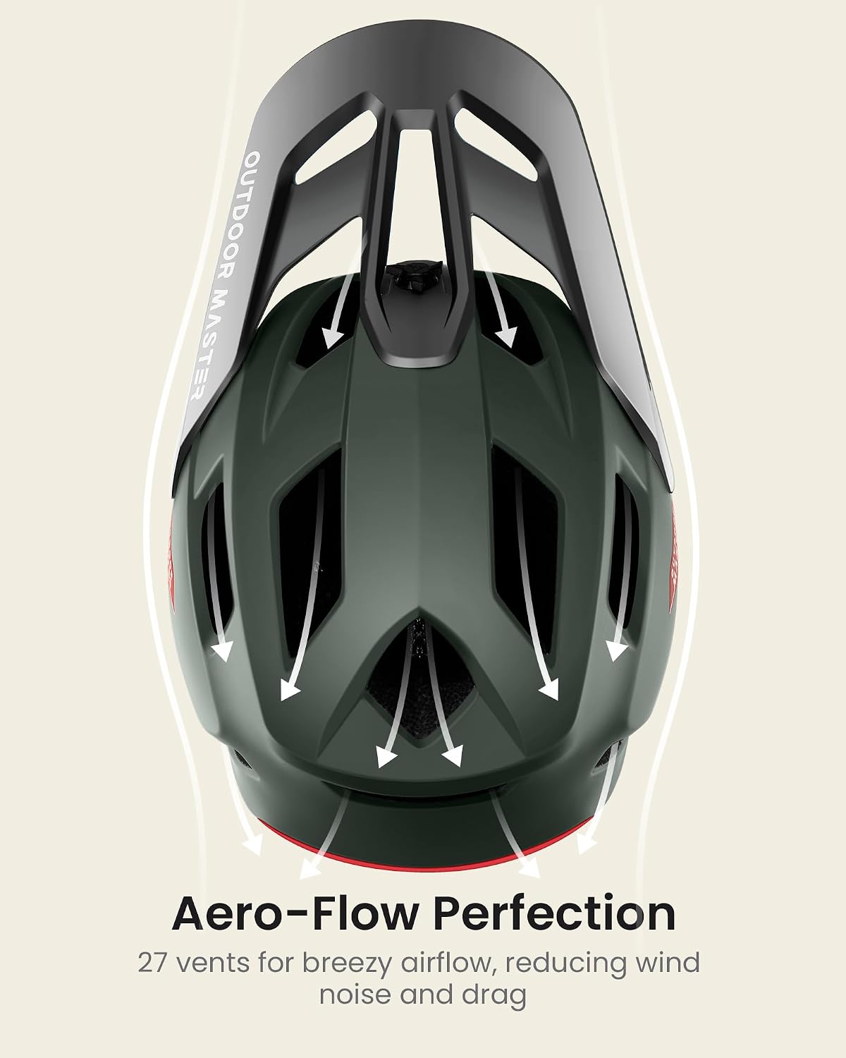 OutdoorMaster Full Face Mountain Bike Helmet for Men & Women-Two Removable Chin Pad Mountain Bike Helmet Grizzly, Ventilation Lightweight Racing Downhill DH BMX MTB Helmet