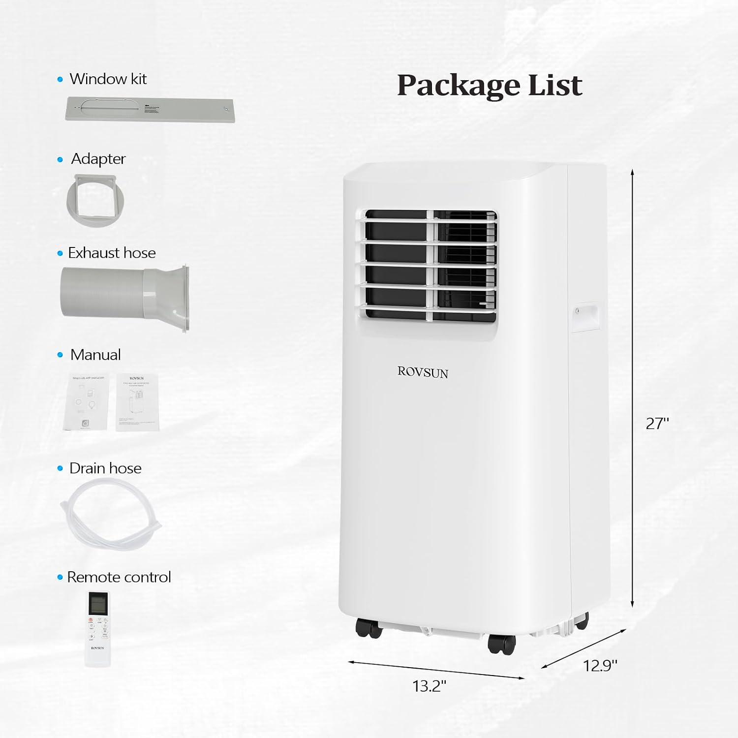 ROVSUN 9000 BTU Portable Air Conditioner with Remote Control, 3-in-1 Room AC Unit, Fan & Dehumidifier with Digital Display, 24H Timer & Installation Kits for Home Office Dorm