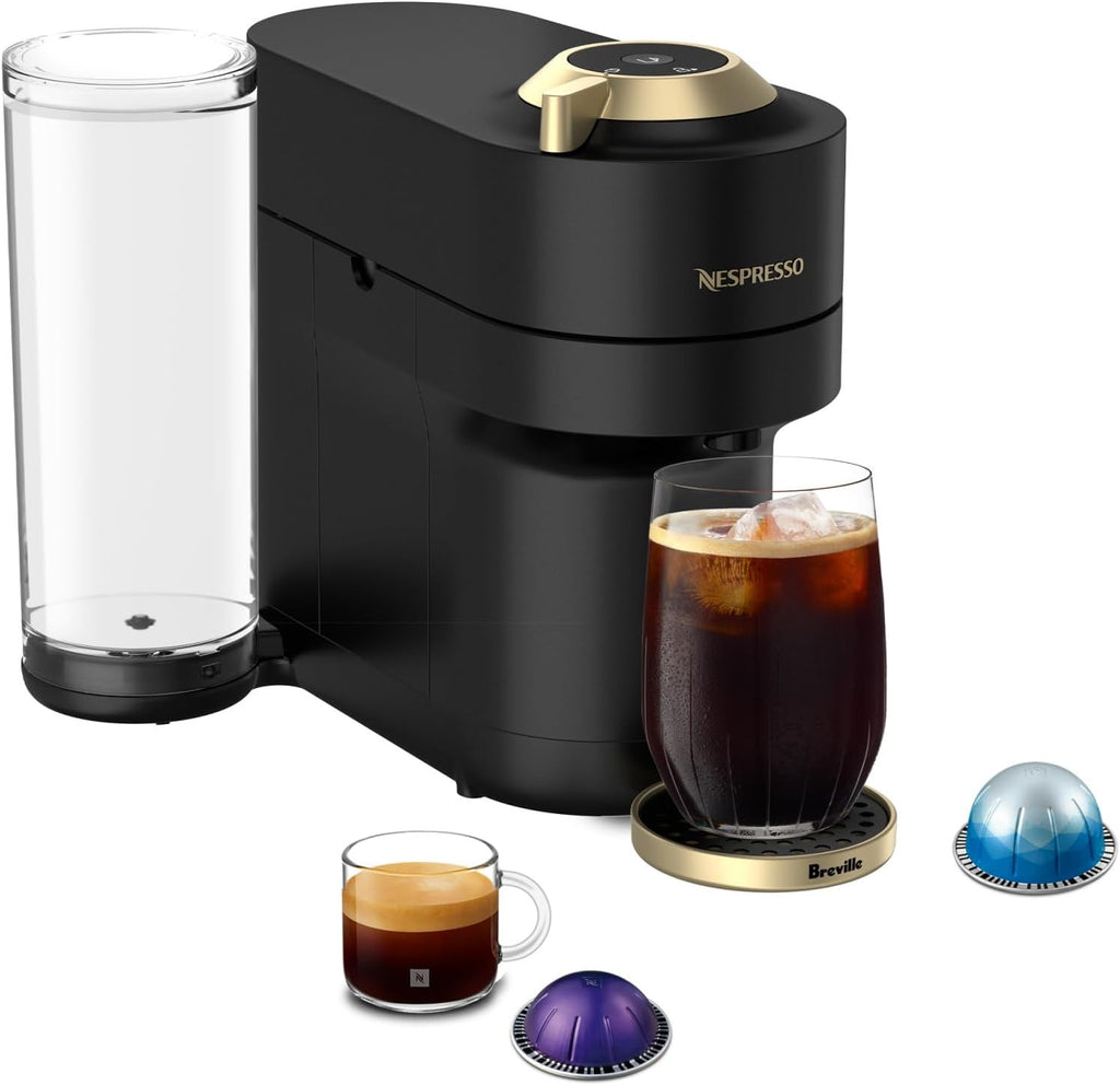 Nespresso Vertuo Pop+ Coffee and Espresso Maker by Breville, Matte Black Gold