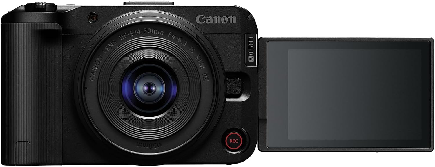 Canon EOS R50 V Mirrorless Camera with RF-S14-30mm F4-6.3 is STM PZ Lens, APS-C Sensor, 24.2 Megapixels, Ultra-Wide Zoom, Fast Autofocus, Vlogging and Live Streaming Kit for Content Creators, Black