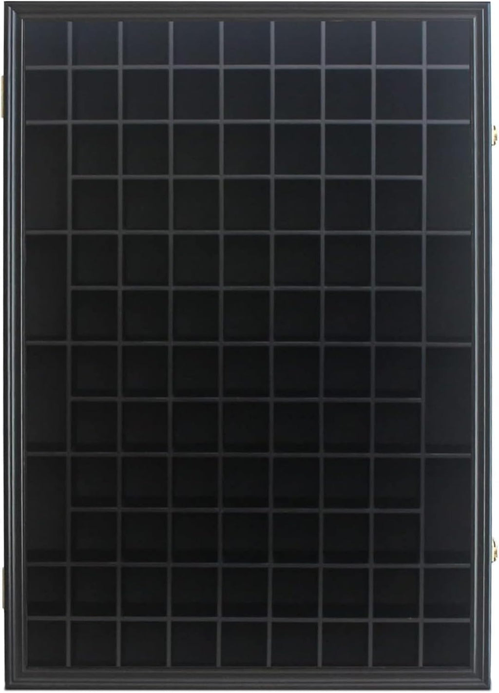 100 Shot Glass Display Case Holder Shadow Box Wall Cabinet, with Acrylic Door (Black Finish)