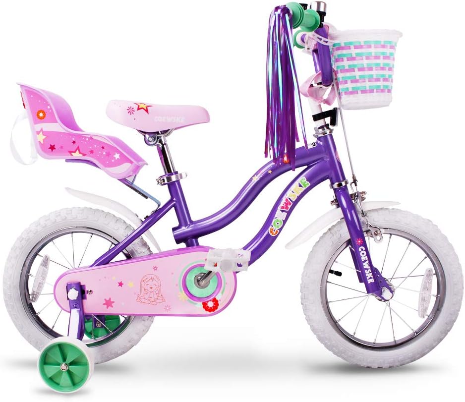 Kid's Bike Steel Frame Children Bicycle Little Princess Style 12-14-16-18-20 Inch with Training Wheel