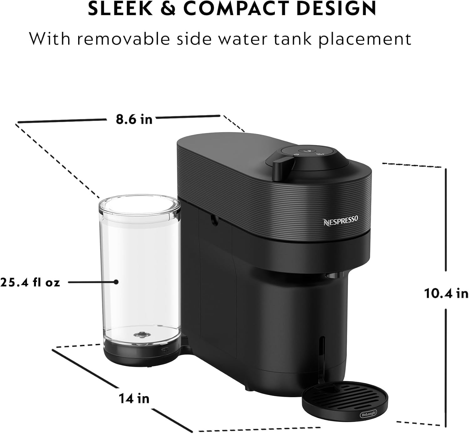 Nespresso Vertuo Pop+ Cold Value Added Bundle with Iced Coffee Tumbler by De'Longhi, Liquorice Black