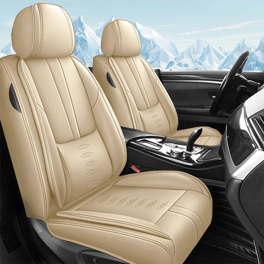 Car Seat Covers for Cadillac Eldorado 1997-2002,Waterproof Leather Seat Covers 2-Seats Standard,Car Interior Accessories with Airbag,Car Seat Protectors for Eldorado(Beige)