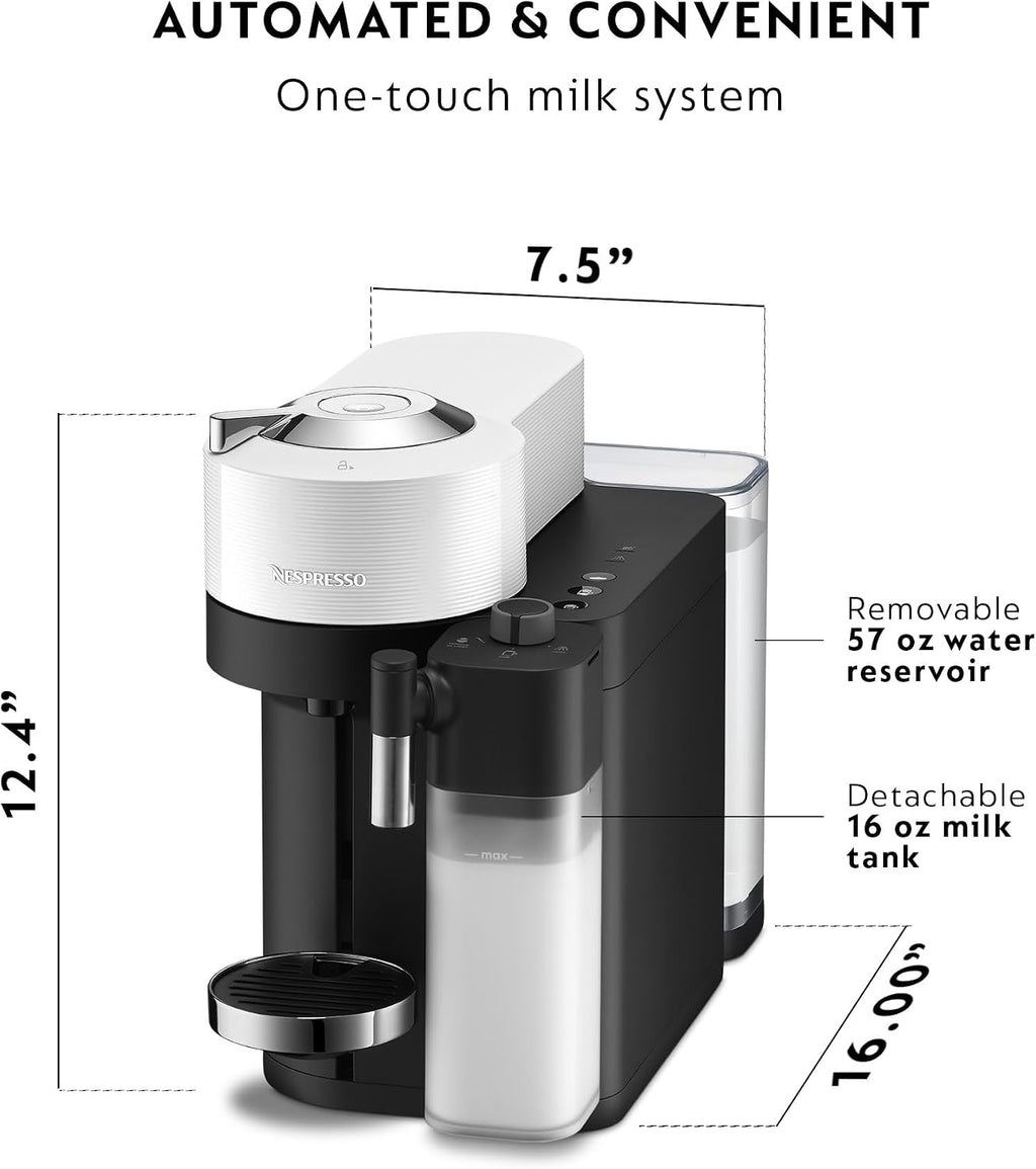 Nespresso Vertuo Lattissima Coffee & Espresso Maker by De'Longhi, Matte White and Glossy