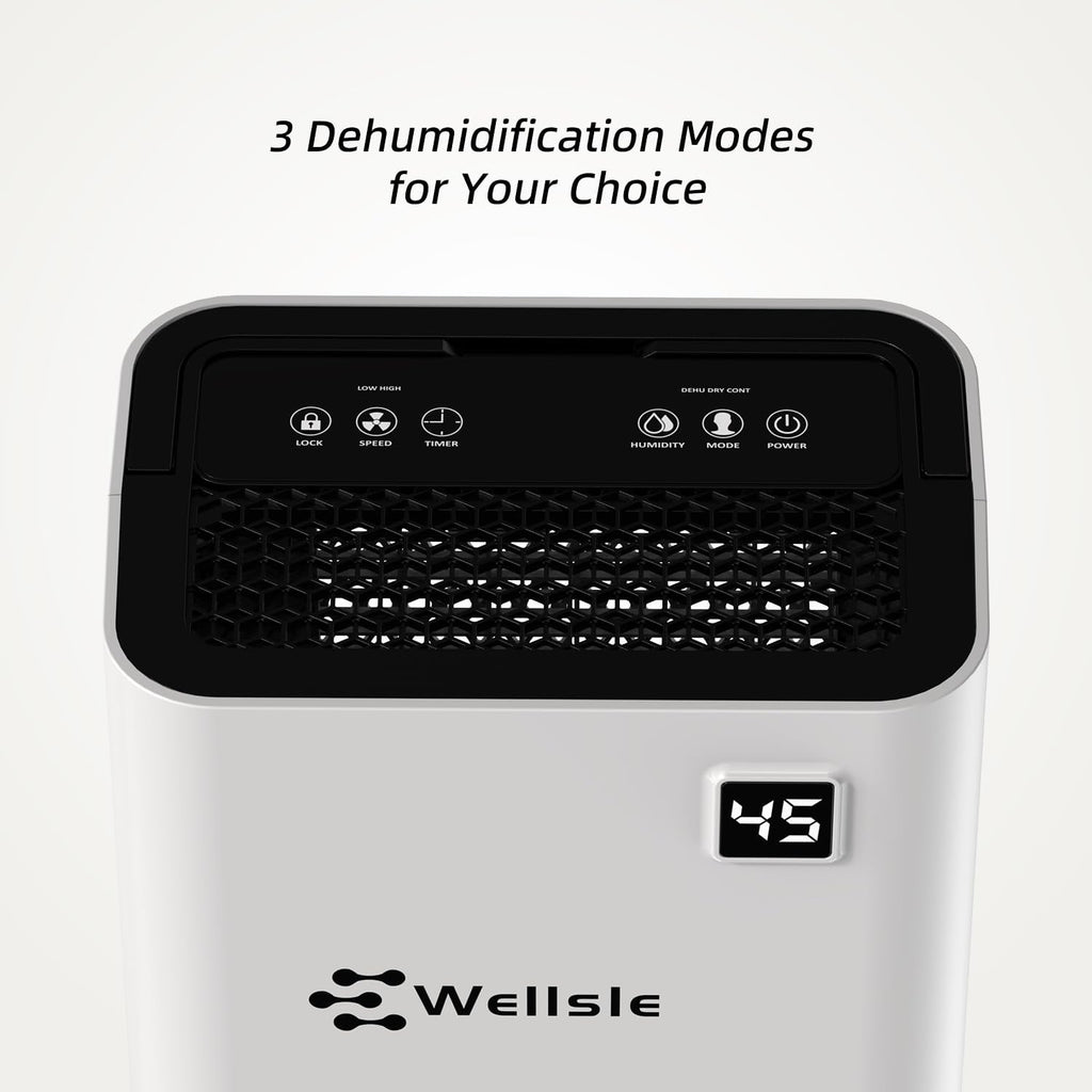 Dehumidifiers for Home, 50 Pint Dehumidifier for Basement, Bedroom, Bathroom with Drain Hose - Smart Quiet Dehumidifier with 24HR Timer - 3 Working Modes