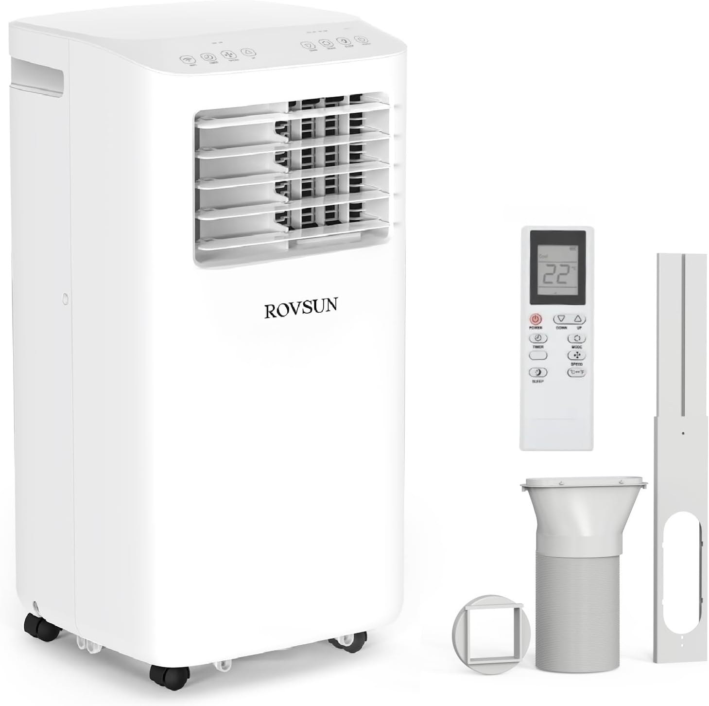 ROVSUN 10000 BTU Portable Air Conditioner & Heater Combo with Remote Control, 4-in-1 Room AC Unit with Heat, Fan & Dehumidifier, Digital Display, Timer & Installation Kit for Home Office Dorm
