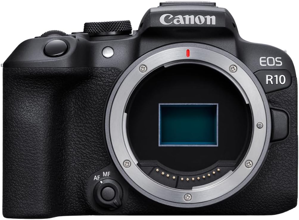 Canon EOS R10 Content Creator Kit, Mirrorless Vlogging Camera with RF-S18-45mm F4.5-6.3 is STM Lens, Tripod and Stereo Microphone, 24.2 Megapixel CMOS (APS-C) Sensor, 4K Video, Black