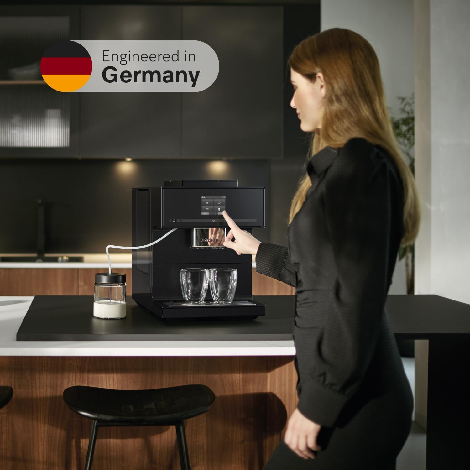 Miele CM 7750 CoffeeSelect Automatic Coffee Machine - OneTouch for Two, AromaticSystem, 10 individual profiles, DoubleShot, CupSensor, WiFi-compatible, automatic descaling, in Obsidian Black