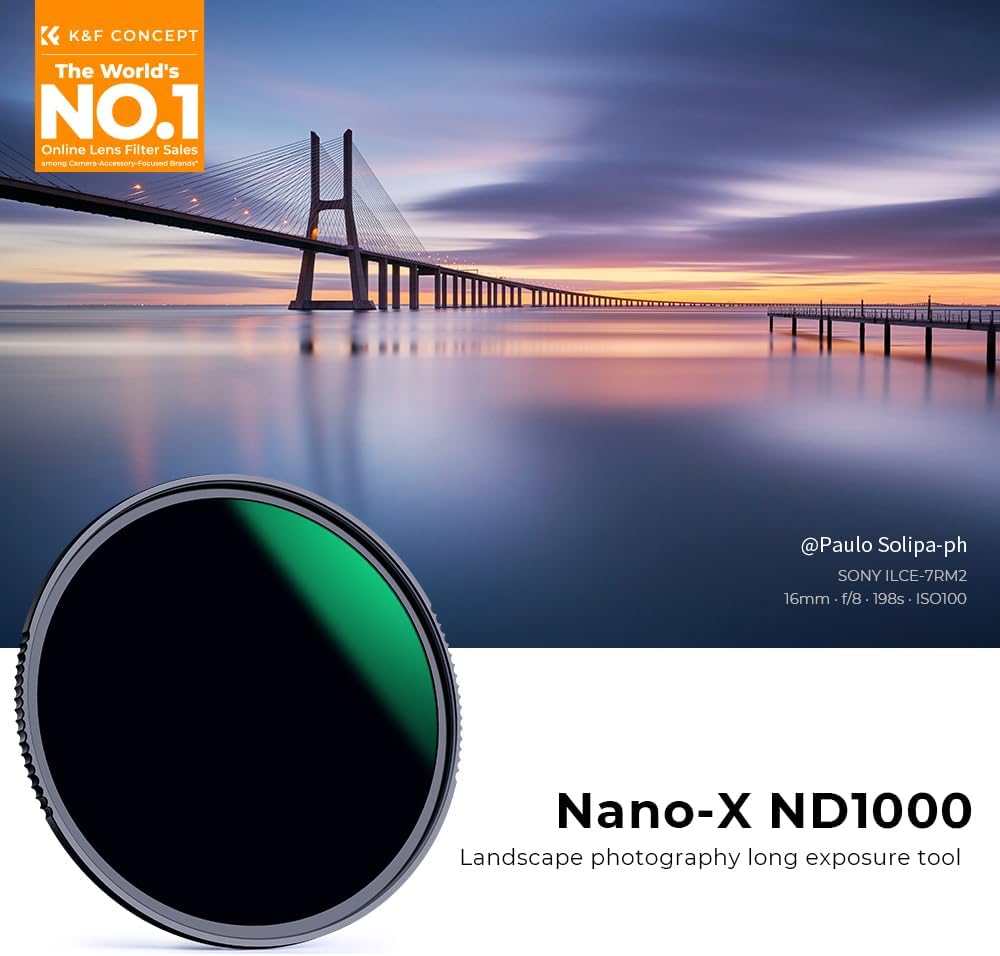 K&F CONCEPT 112mm ND1000 (10-Stop Fixed Neutral Density Filter) ND Lens Filter 28 Multi-Layer Coatings Nano-X Lens Compatible with Nikon Z 14-24mm f2.8S