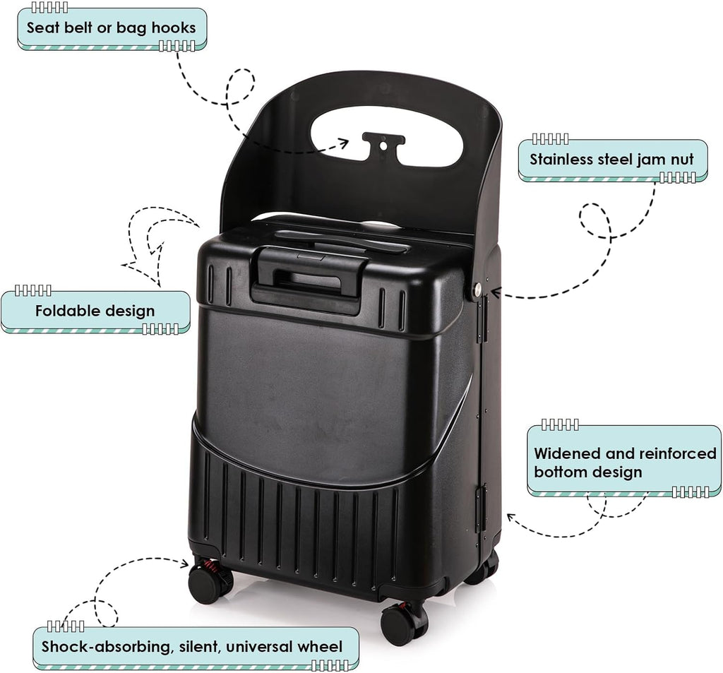 24' Ride-On CHECKED Luggage with Child Seat – Kids Travel Stroller Suitcase | 40L Large Capacity, USB Port & TSA Lock | Durable ABS+PC Hard Shell