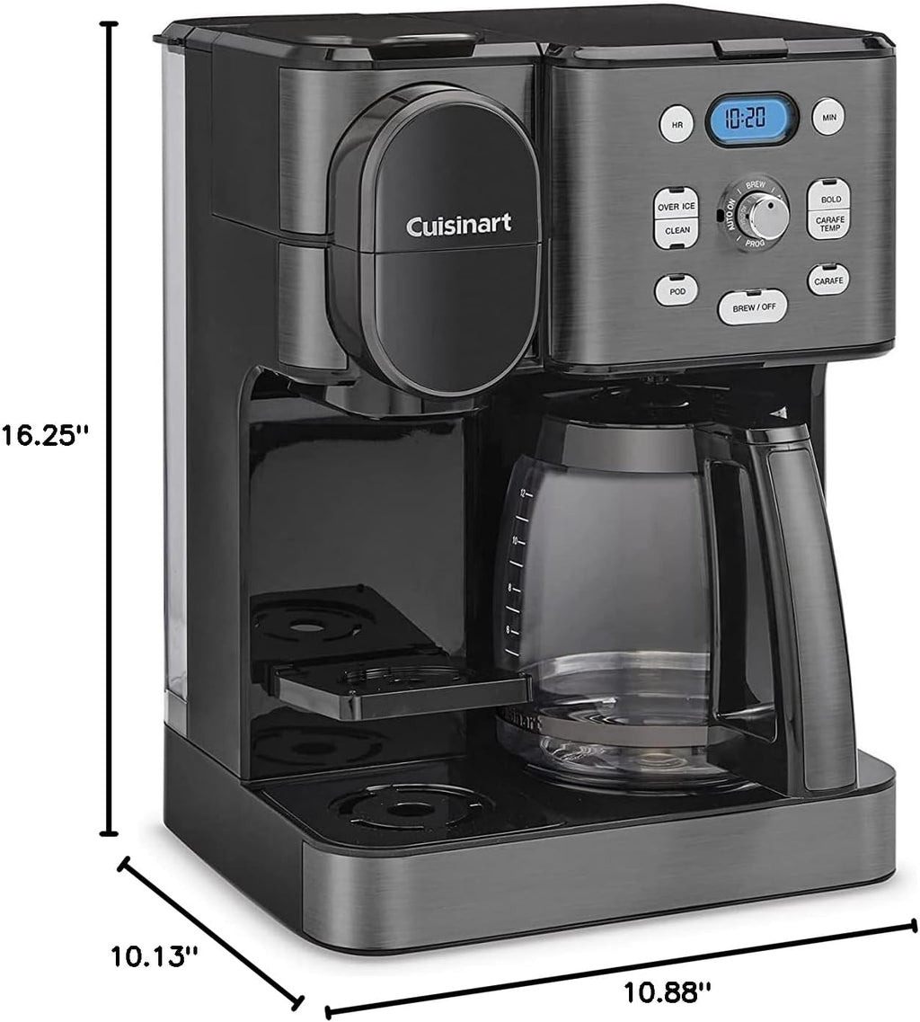 Cuisinart 12-Cup Coffee Maker, Single-Serve Brewer Glass Carafe, Automatic Hot & Iced Coffee Machine, Brew Strength Control and Brew Pause, SS-16BKS, Black Stainless Steel