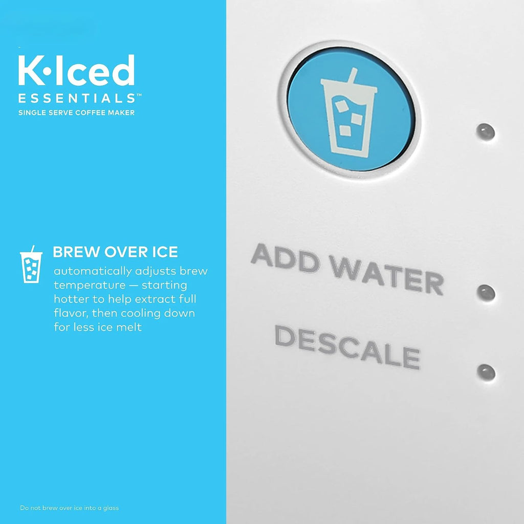 KeurigK K-Iced Essentials Coffee Maker, Iced and Hot Single-Serve KCup Pod Brewer with Removable Reservoir and Auto-Off, Energy Efficient, Includes K Iced Tumbler, Compact, White