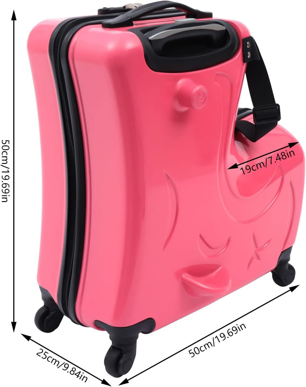 CNCEST 20'/24' Kid's Ride-on Travel Suitcase,Travel Rolling Luggage with Wheels Carry Trolley Luggage with Password Lock,Children's Ride On (20' Purplish red)