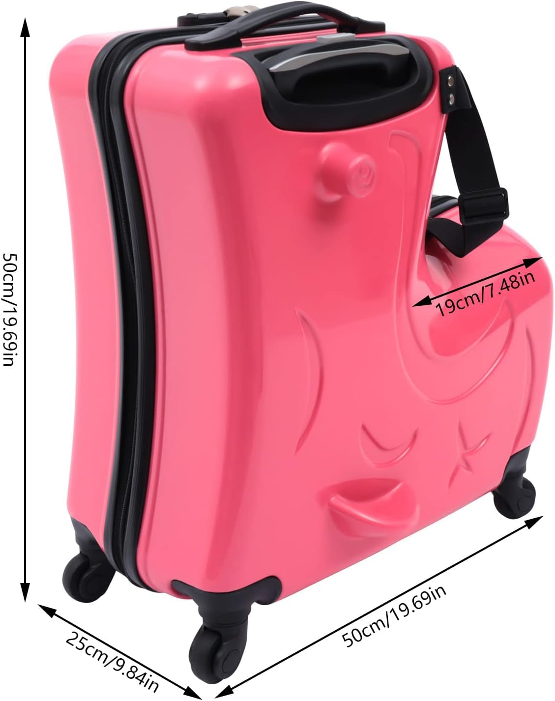 CNCEST 20'/24' Kid's Ride-on Travel Suitcase,Travel Rolling Luggage with Wheels Carry Trolley Luggage with Password Lock,Children's Ride On (20' Purplish red)