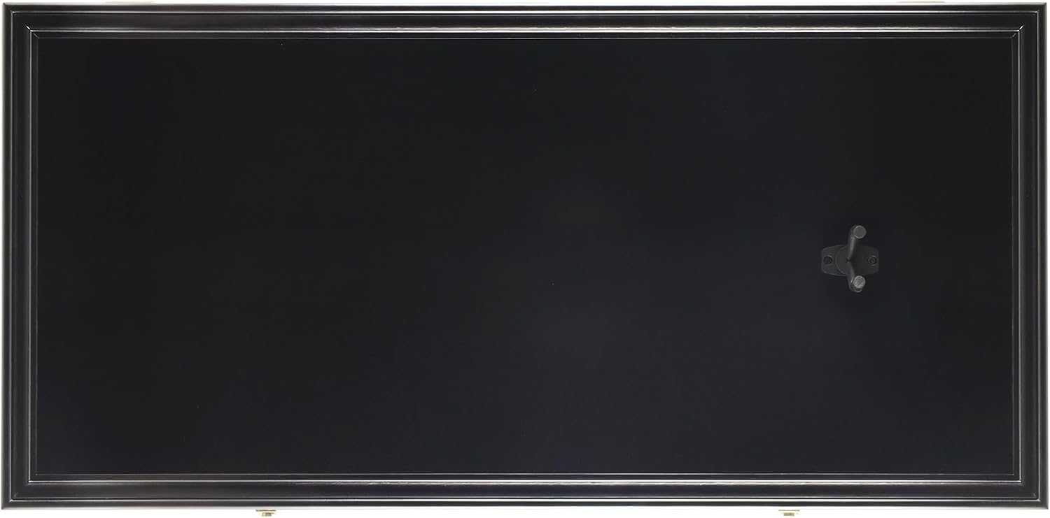 DisplayGifts 45' Acoustic Guitar Display Case Cabinet Shadow Box with Guitar Hanger Stand, Lockable 98% UV Protection Black Felt Interior Black Finish Frame