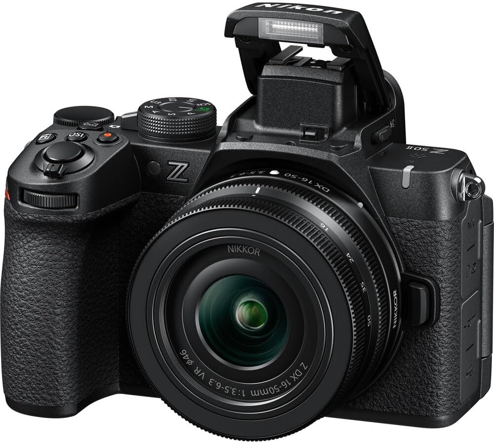 Nikon Z50 II Mirrorless Camera 4K DX Body with 16-50mm f/3.5-6.3 VR Lens Kit 1786 Bundle with Deco Gear Photography Backpack +LED + Pack of 2 64GB Memory Cards + Software & Accessories