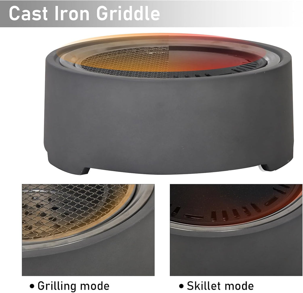 Afterglow 15 Inches Charcoal Grill Barbecue Smoker Stove Tabletop BBQ Outdoor Party for Patio Garden Backyard Decking Camping, Gray