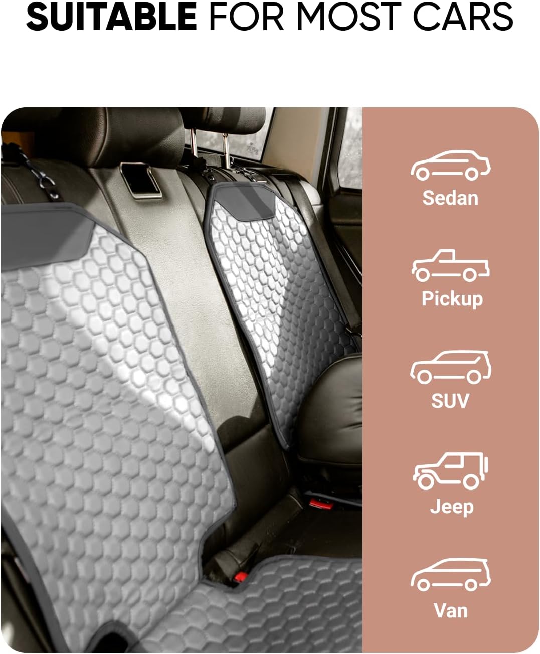 Owleys Kick Mat Back Seat Protector - Car Back Seat Cover for Kids Feet - Waterproof & Sturdy Protector for Upholstery from Dirt, Mud, Scratches and Stain (Gray Set)