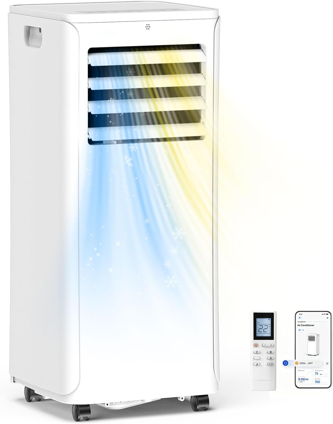 12,000 BTU Portable Air Conditioner With Heat, Wifi 3-in-1 AC Unit with Dehumidifier & Fan, Quiet Operation for Bedroom, Cools up to 550 sq.ft, 24-Hour Timer, Remote & Window Installation Kit