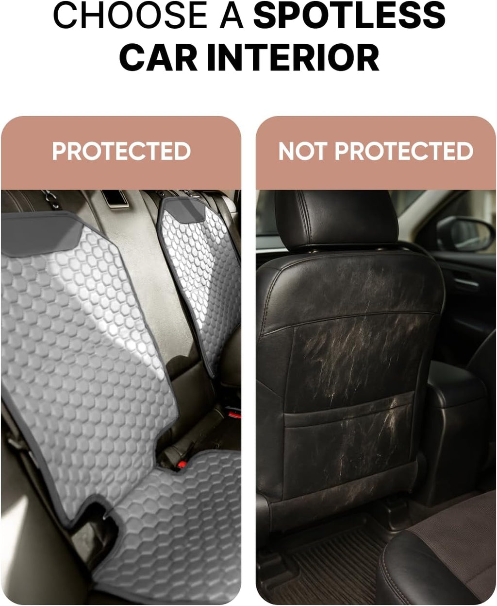 Owleys Kick Mat Back Seat Protector - Car Back Seat Cover for Kids Feet - Waterproof & Sturdy Protector for Upholstery from Dirt, Mud, Scratches and Stain (Gray Set)