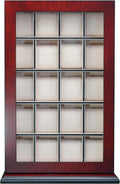 TIMELYBUYS 20 Piece Cherry Wood Watch Display Wall Hanging Case and Storage Organizer Box and Stand for Oversized Watches