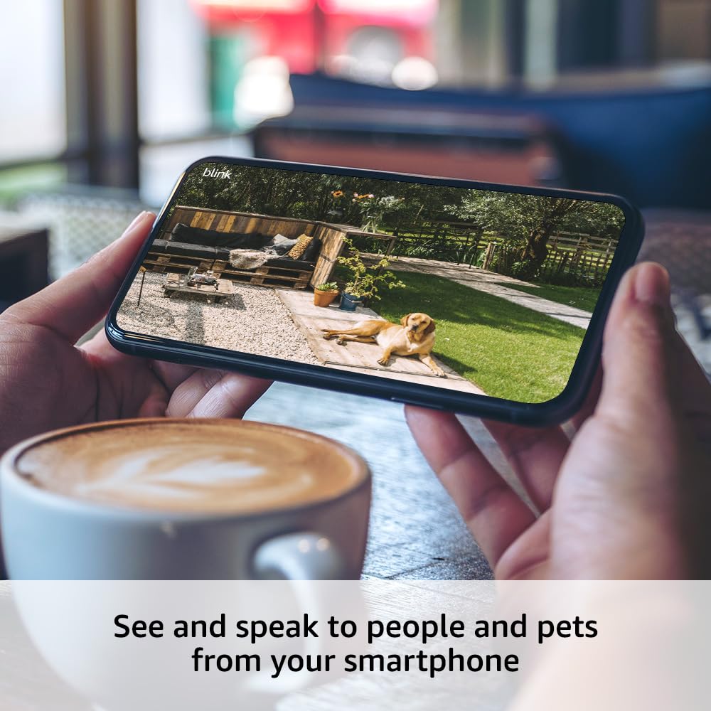 Blink Outdoor 4 (newest model) + Battery Extension Pack — Four-year battery wireless smart security camera, two-way audio, HD live view, enhanced motion detection — 5 camera system