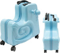Ride-on Luggage, 20'/24' Carry on Suitcase with Universal Wheels Portable Trolley Luggage with Password Lock & Safety Belt, Unisex Riding Suitcase for Ages 3-6 within 180 lbs(20', Blue-2)