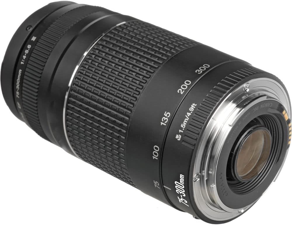 Canon EF 75-300mm f/4-5.6 III Lens Bundled with 58mm UV Filter + Lens Cap Keeper + Microfiber Cleaning Cloth (4 Items)