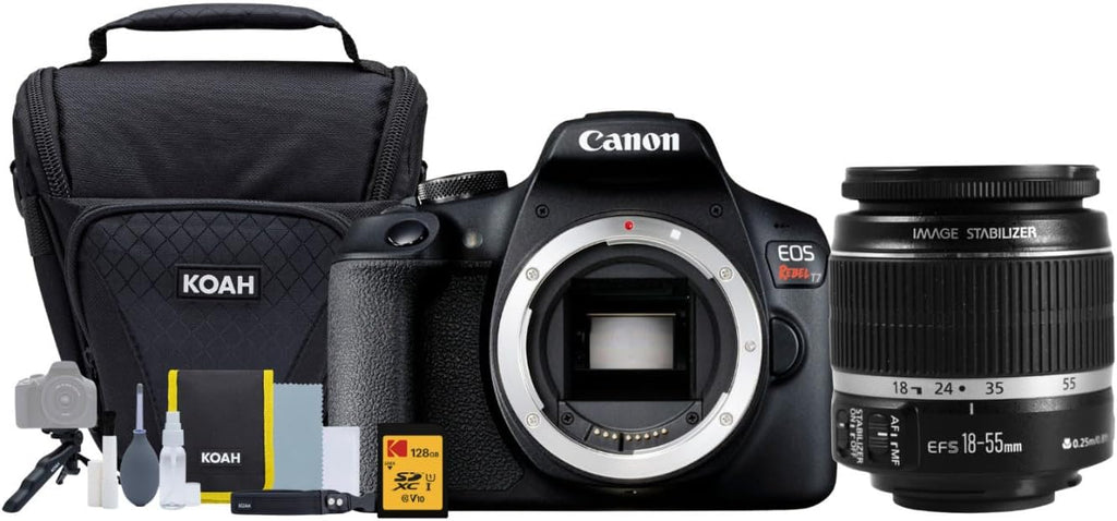 Canon EOS Rebel T7 DSLR Camera and EF-S 18-55mm is II Lens Kit Bundle with SD Card and Holster Camera Case and Accessories (3 Items)