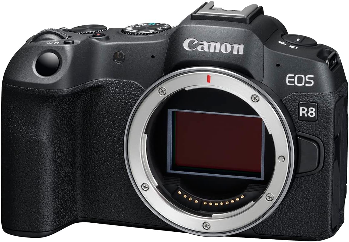 Canon EOS R8 Mirrorless Camera Body, Full‑Frame CMOS Sensor, 24.2 Megapixels, 4K 60p Video, Dual Pixel Autofocus II, Lightweight Camera for Content Creation, Photography and Vlogging, Black