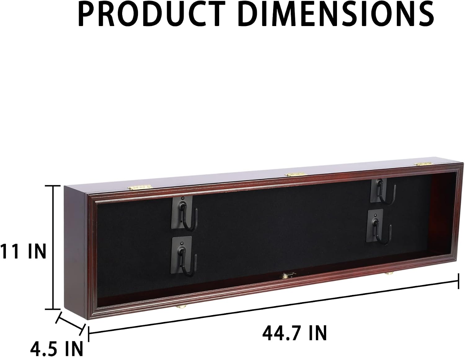 ONE 44' Long Rifle Gun Shotgun, Saber, Sword or Golf Club Display Case Cabinet Rack Putter Shadow Box w/98% UV Protection Lockable Door Mahogany Finish