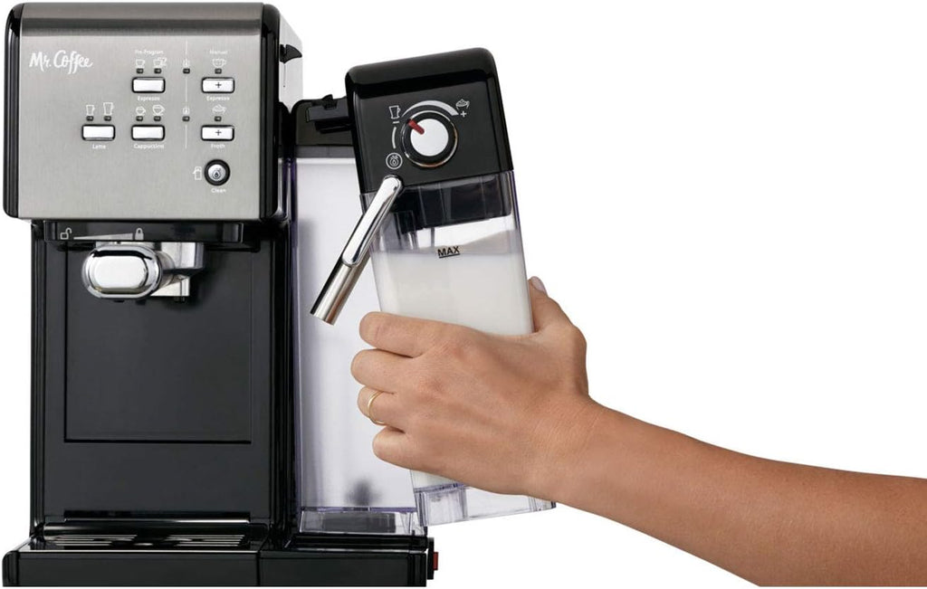 Mr. Coffee One-Touch Coffee House Espresso and Cappuccino Machine in Black Stainless