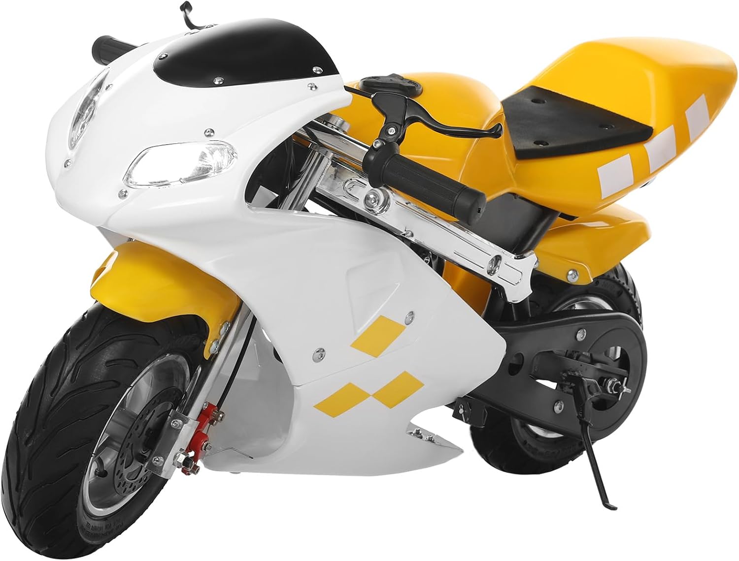 49cc 2 Stroke Dirt Bike for Kids & Youth,Mini Motorcycle Motorbike Beach Off Road Vehicles, Dual Headlights, Up to 20Mph, Weight Support Up to 170LBS, 20 Miles Range (Yellow)