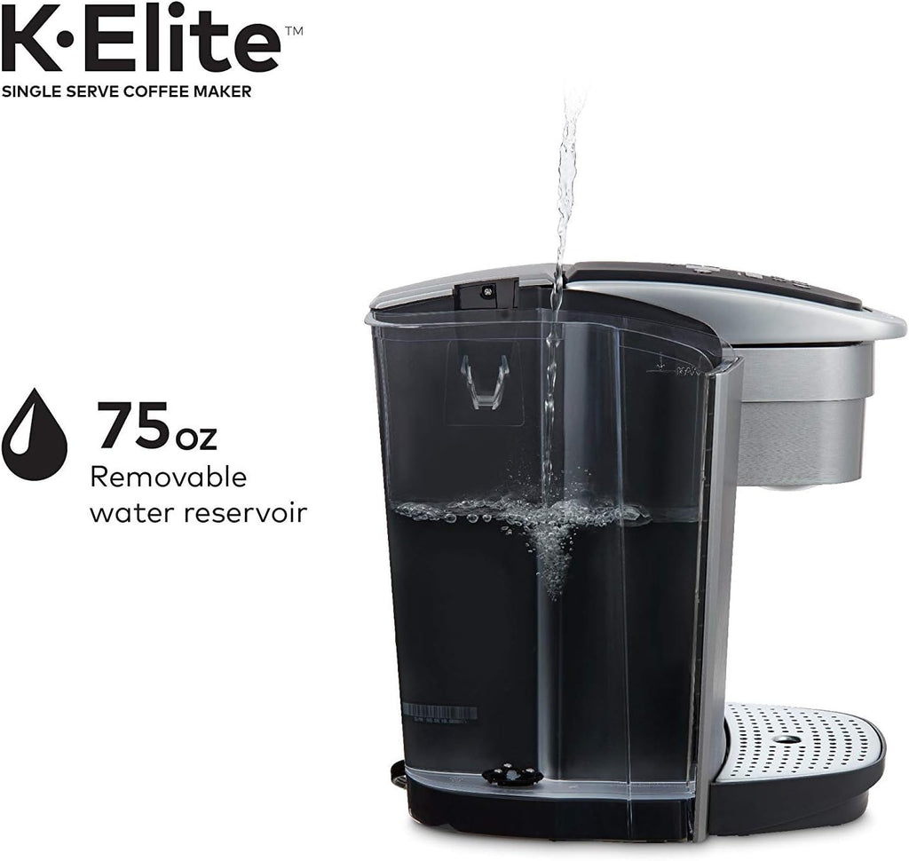 Keurig C K-Elite Maker, Single Serve K-Cup Pod Brewer, with Iced Coffee Capability, Extra Included, 75oz, Brushed Silver Plus Filter Bundle