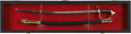 Sword Saber Display Case Cabinet Stand Holder Lightsaber Shadow Box Wall Mount Lockable with 98% UV Protection Red Color Felt (Black)