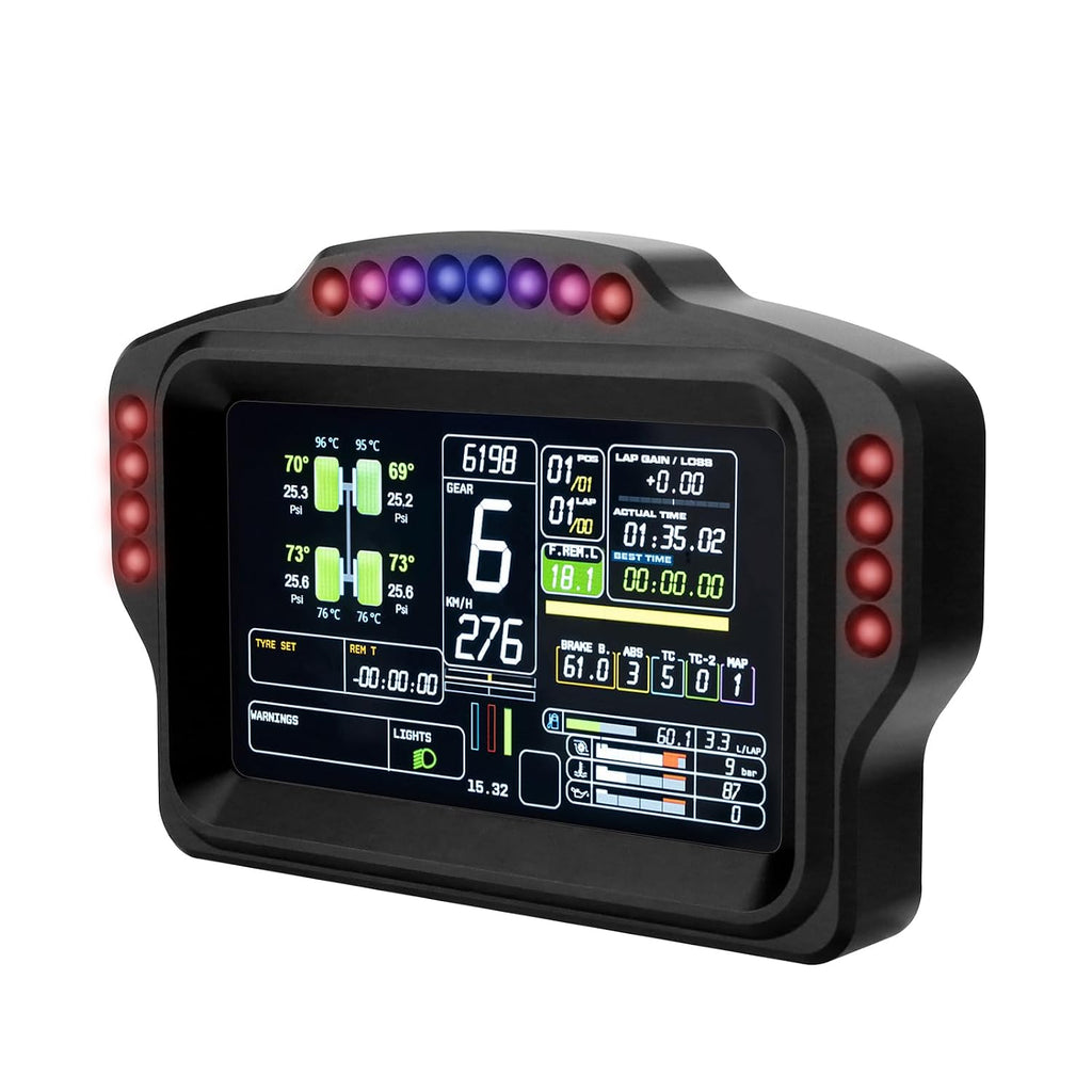 DV480 Pro V5 SimRacing Dashboard-DDU-Display Sim Racing Dash with 5' Screen & 16 RGB LEDs for Simulation Racing Games Accessories