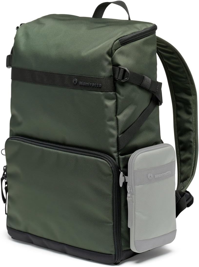 Manfrotto Street Slim Photography Backpack for Mirrorless and Reflex Camera, Front and Rear Access, Removable Camera and Laptop Inserts, Compact Backpack for Photography Accessories, Colour Green