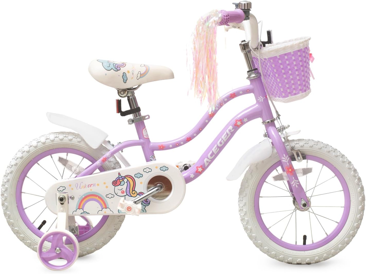 Bixike Princess Style Girls Bike with Basket for 2-13 Years Old Kids and Toddlers, 12 14 16 18 Inch Bicycle for Children with Training Wheels and Streamers, 20 Inch with Kickstand, Multiple Colors