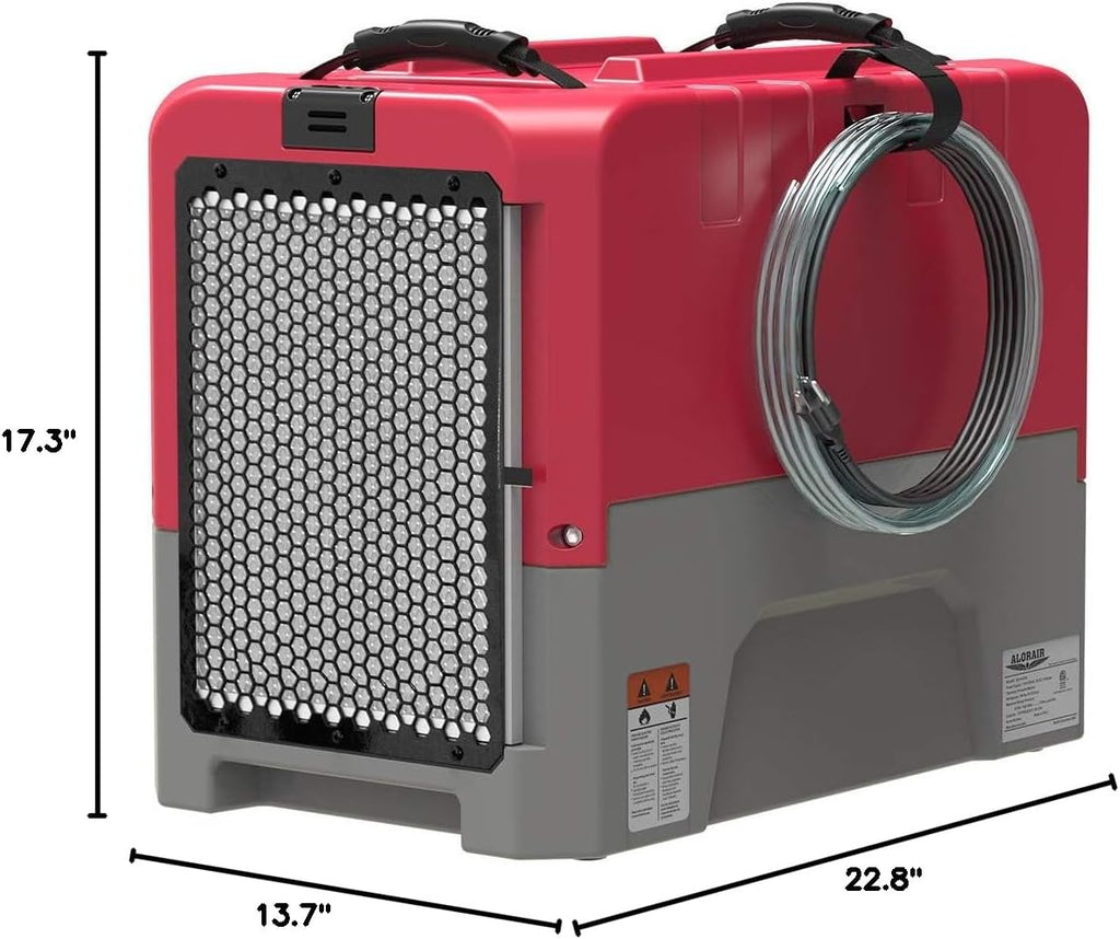 ALORAIR LGR Commercial Dehumidifier with Pump Drain Hose, 180 Pint Large Capacity Crawl Space Dehumidifier for Water Damage Restoration, Basements Warehouse & Job Sites, 5 Years Limited Warranty, Red