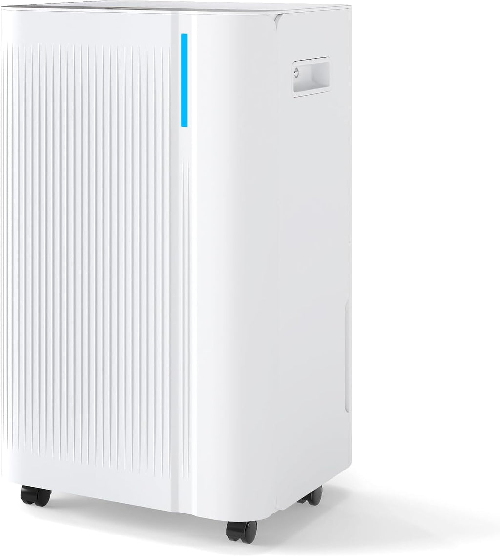 COSTWAY 54 Pints Dehumidifier for Basement, 4500 Sq.Ft Portable Dehumidifier with Drain Hose, 1.1 Gal Water Tank, 3 Modes, 24 H Timer, 3-Color Light, Auto Defrost, Memory, Child Lock