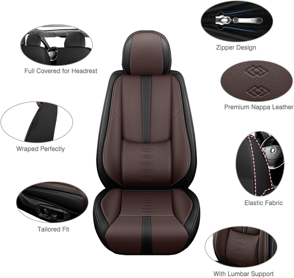 Leather Seat Covers for Mazda CX-50 Hybrid 2025,Car Seat Covers Front Set,Waterproof Car Seat Protectors with Airbag,Comfort Interior Cover Seats for Cars(Black+Brown,Pillows)