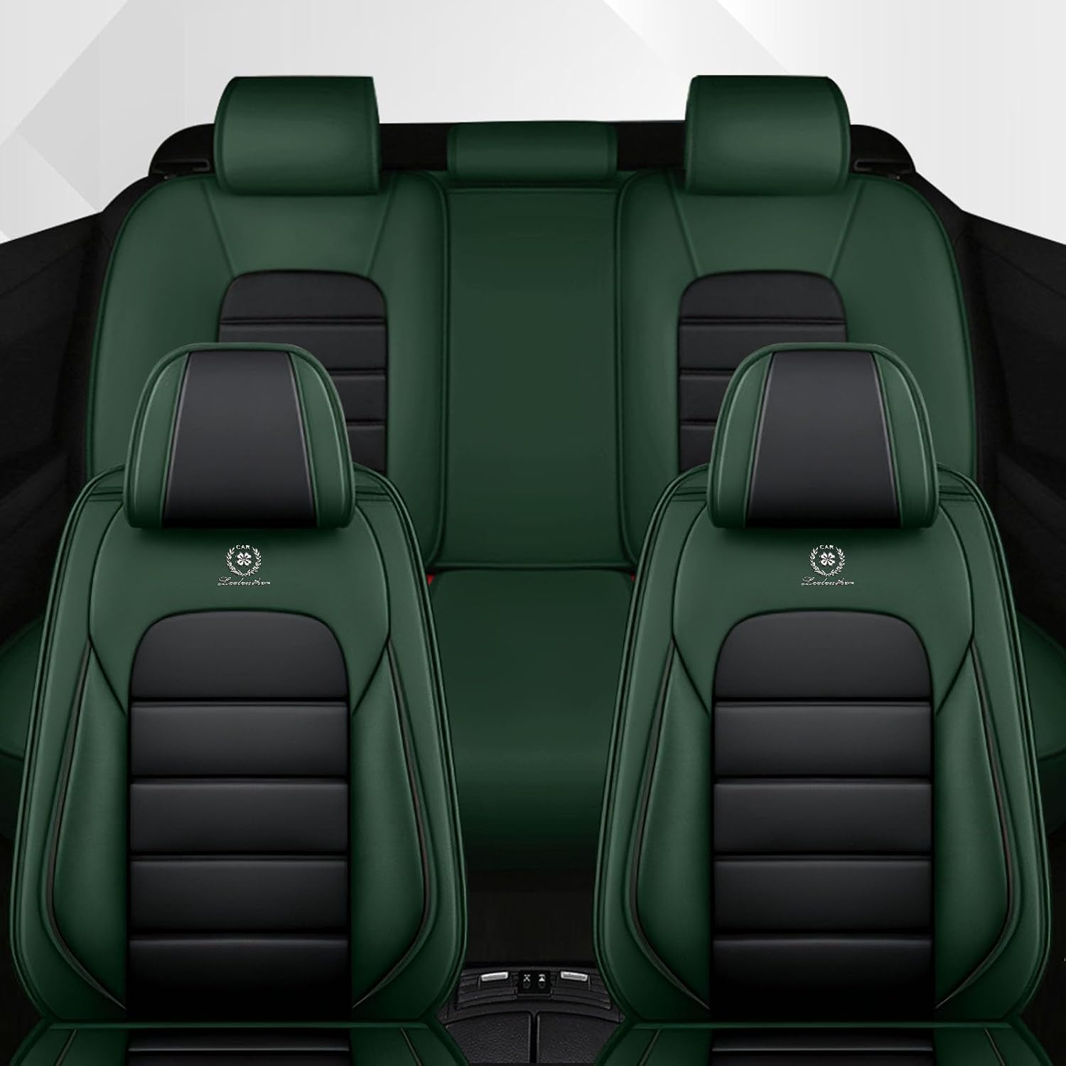 Car Seat Cover Fit for Ford Bronco Sport 2021-2025,Compatible Airbag Non-Slip Waterproof Seat Cover,Car Seat Protector Premium Interior (Standard 5 Seats,Black Green)