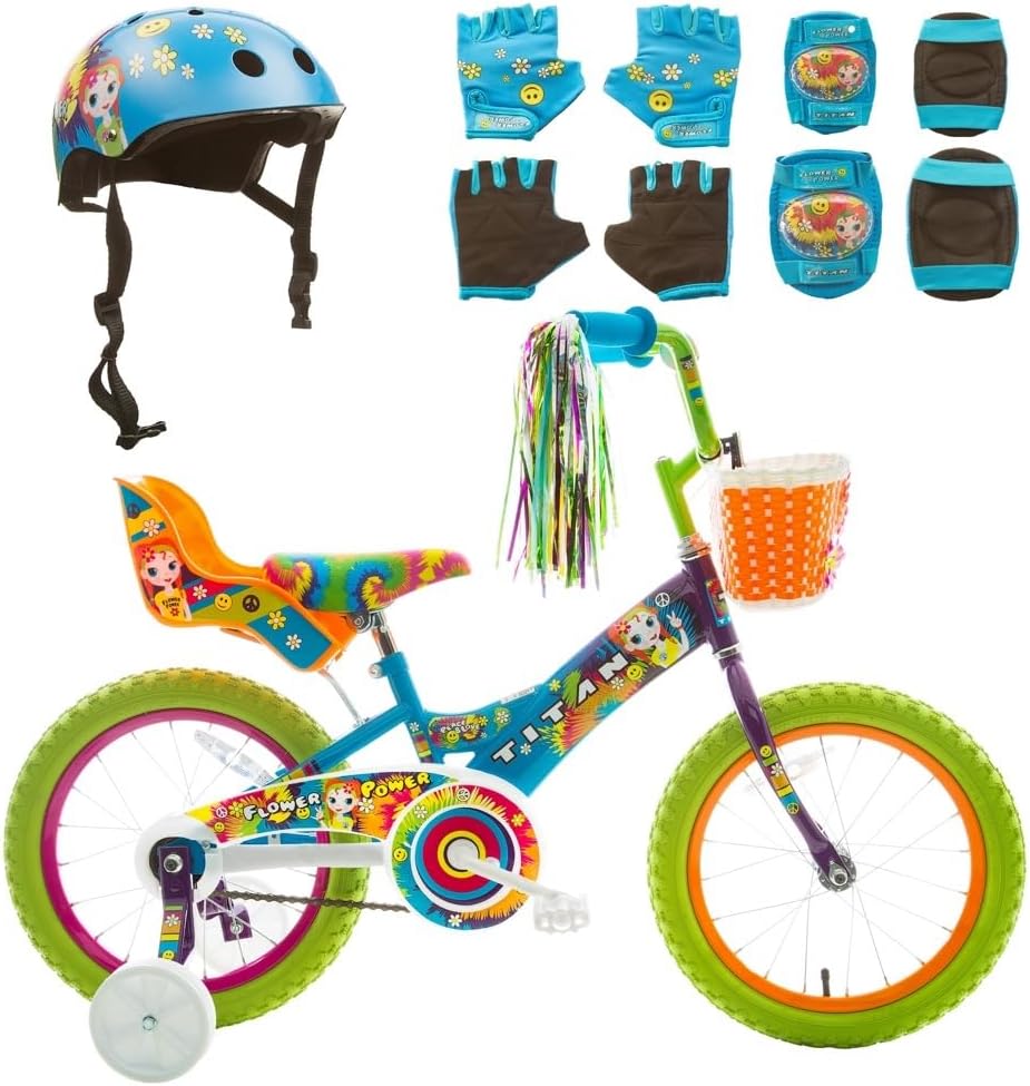 Titan Girls BMX Bike for Kids Ages 4-7, 16-Inch Wheels, 9-Inch Frame, Training Wheels, Toy Seat, Doll Basket, Streamers, First Bike, Princess Bicycle, Gift for Girls | for Kids, Training Wheels, Toy Seat, Doll Basket, Streamers, First Bike